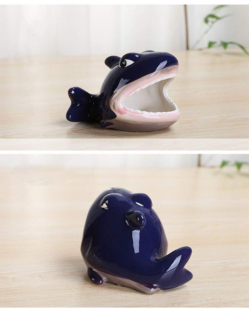 CHUQIANTONG Hamster House Ceramic Shark Shape Small Pet Hideout Nest-Hamster Sand Bath-Chinchilla Dust Bath Nesting Habitat Cage Accessories(Shark) - Image 2